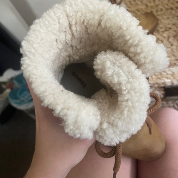 Sorel Joan Of Arctic Leather Wedge Boot in Camel Brown woman’s size 7.5 - Picture 10 of 11